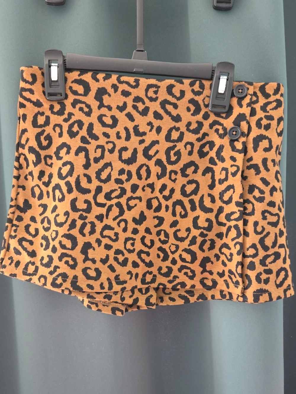 Kids Leopard Print Knit Shorts - Mustard